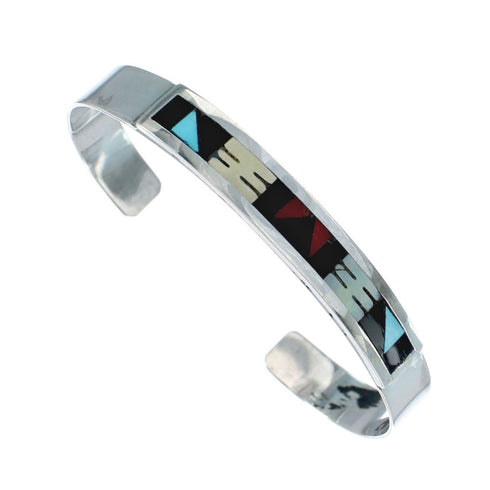 Zuni Sterling Silver Multicolor Inlay Cuff Bracelet NN20156